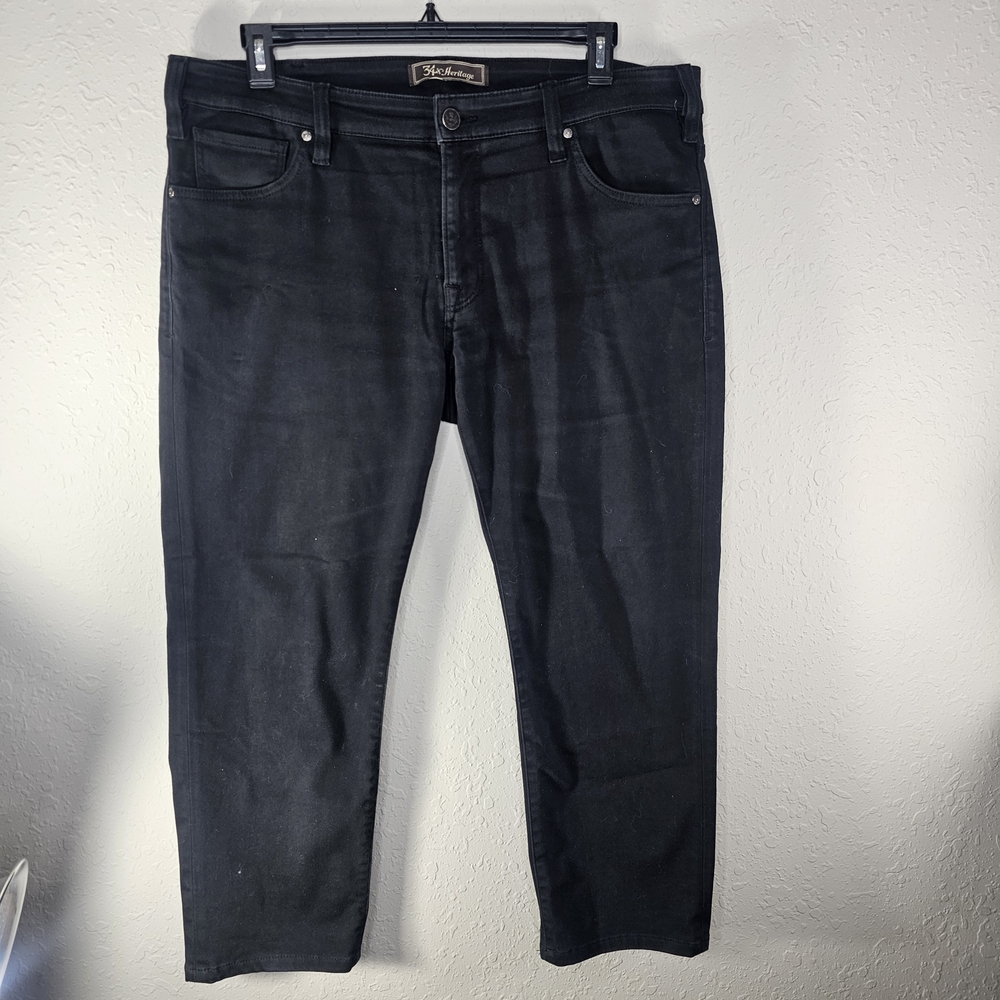 🔥 34 Heritage Jeans Mens 38x30 Black Courage Comfort Stretch Jeans Pants